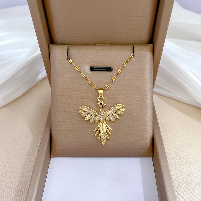 Titanium Steel Micro-Inlaid Luxury Necklace: Elegant Full Diamond Gold Design for Women