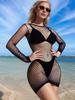 See Through Dress Women Mesh Long Sleeve Bodycon Hot Summer Bikini Cover Up Beach Dress Sexy Off Shoulder Mini Vestidos