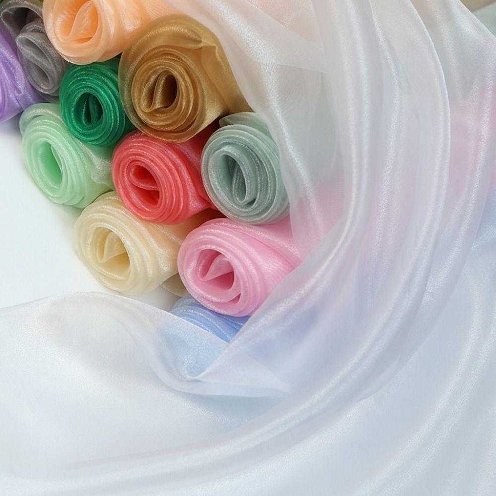 Colorful Gauze Fabric Sheer 100X150cm Sheer Organza Fabric Organza Fabric Wedding Dress