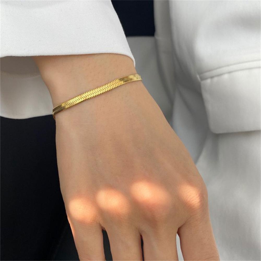 Punk 3mm Flache Schlangenkette Set Gold Silber Farbe Edelstahl Choker Halskette Armband für Frauen Mode Party Schmucksets