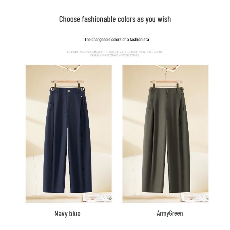 Women's High-Waisted Wide-Leg Cargo Pants – New 2026 Spring & Autumn Style, Loose, Slimming, Casual Fit.