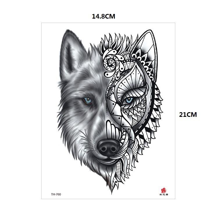 Vzor zvířete tygr vlk květina paže polovina paže vodní transfer vodotětná tetovací samolepka simulační tetování