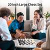 Travel Chess Set 20'' Silicone Board, Plastic Pieces, Extra Queens, Storage Bag, Portable Chess & Checker Game
