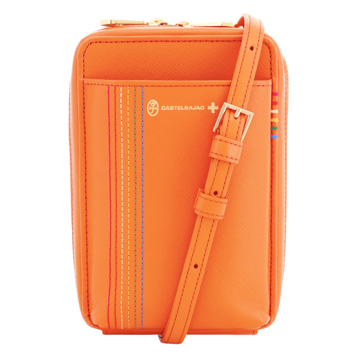 

Smartphone Shoulder Genuine Leather 027102 Chest Mini Shoulder Pochette Card Storage Orange [Castelbajac] [26]