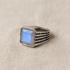 Rainbow Moonstone Signet Ring, Handmade 925 Sterling Silver Jewelry, Square Cut Gemstone Ring, Men Women Ring