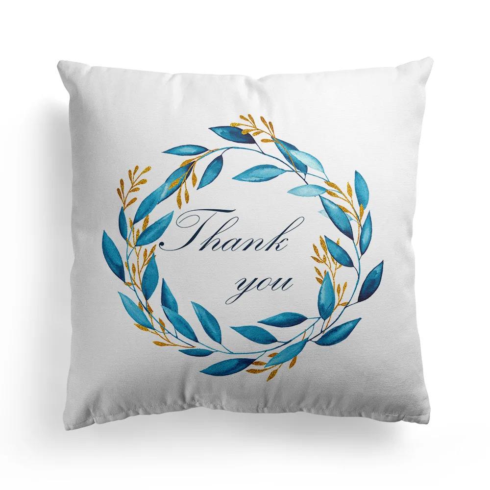New Christmas Blue Watercolor Elk Pillowcase Christmas Decoration Holiday Gift Living Room Sofa Ornament Bedroom Home Decoration