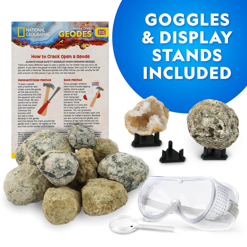 National Geographic Crack Open 15 Geodes and Explore Crystals with NATIONAL GEOGRAPHIC [National Geographic] [Product]