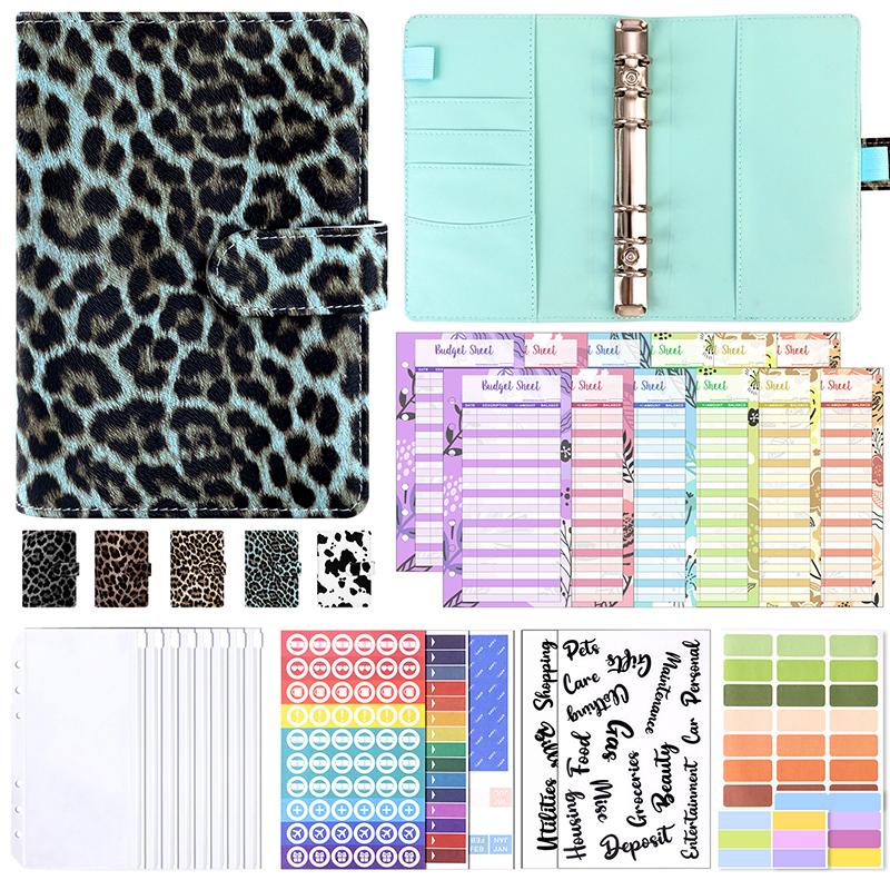 A6 Pu Leather Budget Binder Notebook Cash Envelopes System Set,With Binder Pockets For Money Budget Saving Bill Organizer
