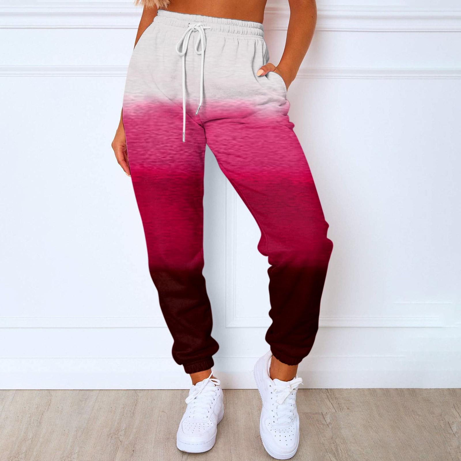 

Женские модные спортивные повседневные спортивные штаны с карманами и шнурком с принтом M красный