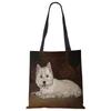 Unique Design Westie Dog Painting Square Handbag for Women Shoulder Bags Large Capacity Eco Linen Totes KTY