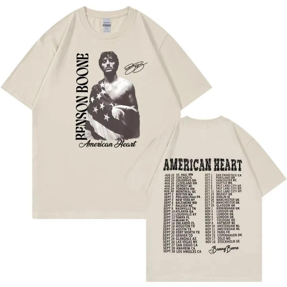 Rapper Benson Boone America Heart Tour Tshirts Oversized Y2k Men Harajuku Shortsleeved Vintage Tshirts Female Male Clothing
