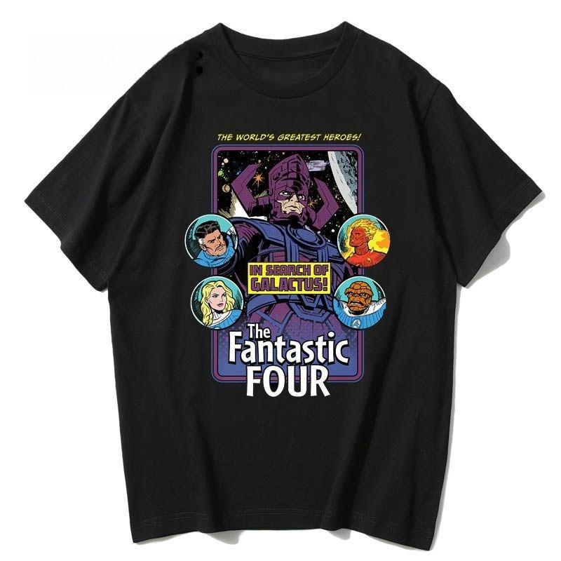 Genuine 2026 New Fantastic Four Comic Thunderbolt Firestone Man Print Plus Size Men's Short Sleeve Loose Sport T-Shirt