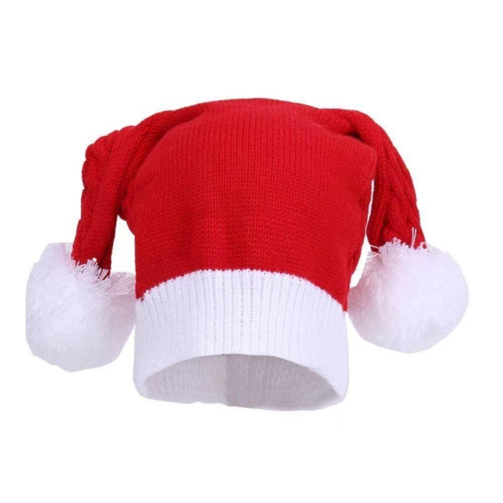 Knitted Fabric Christmas Beanie Hat Crochet Design Winter Santa Hat Holiday Knit Cap  Winter Season