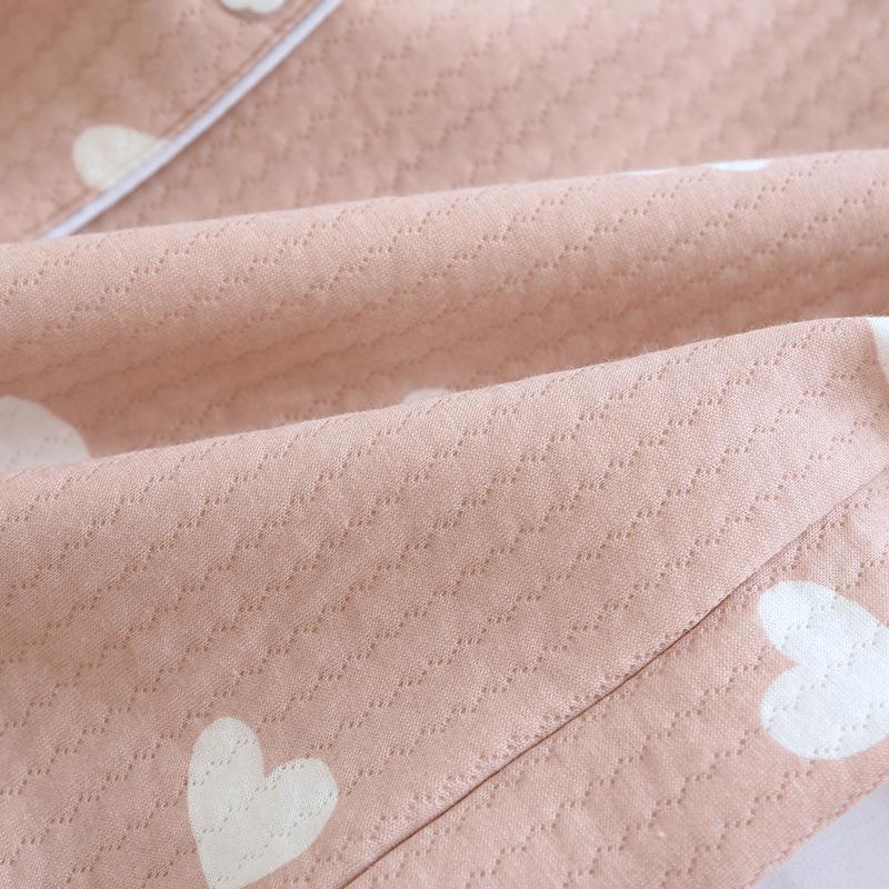 Autumn/Winter Women's Pure Cotton Long-sleeve Homewear Set - Thickened Air Layer for Warmth