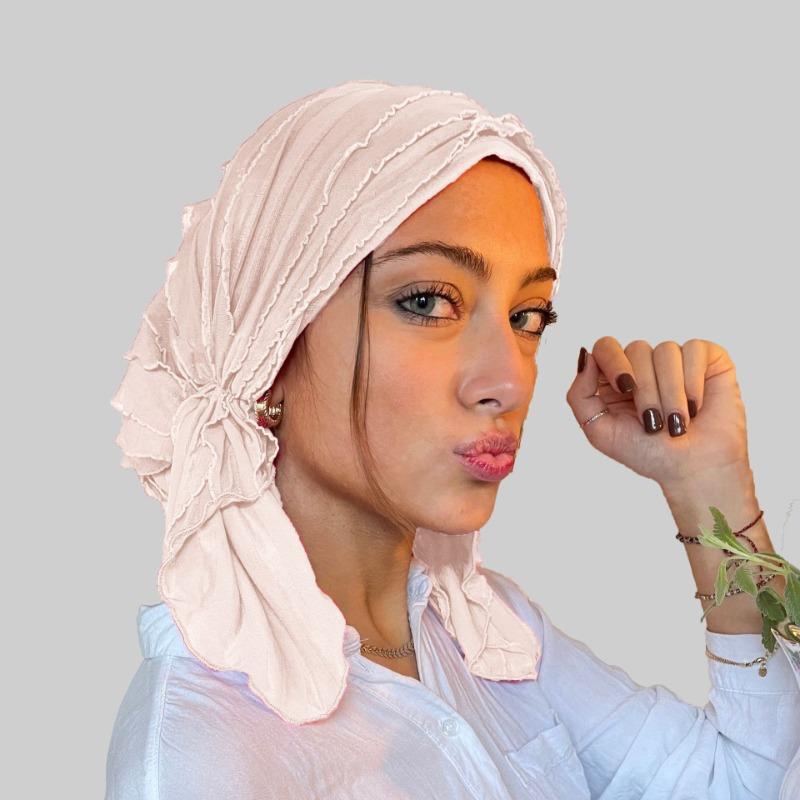 1pc Women's Hair Cap for Autumn/Winter,Breathable Pleated Fiber solid color Versatile hat,Suitable For Headscarf/Bath/Sleep Caps