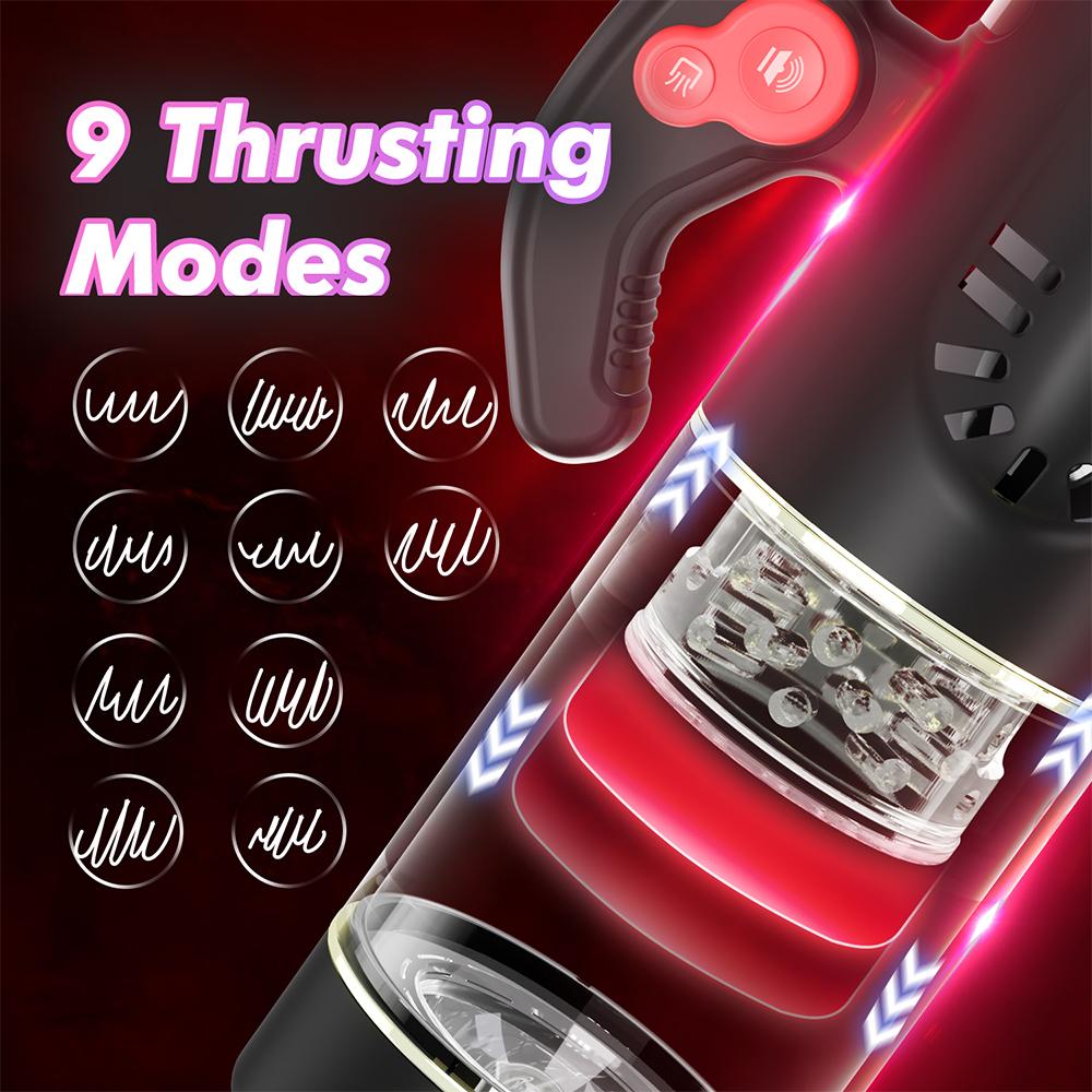 New Automatic Male Masturbator 9 Thrust Rotating Sucking with Handle Oral Sex Masturbation Vagina Pocket Vulva Penis Sex Machine Toy Adults 18+