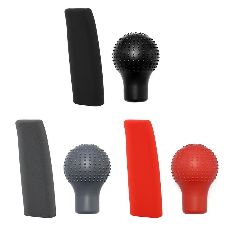Food Grade Silicone Car Gear Knob Cover with Matching Handbrake Sleeve Simple Installs for Smooth Grip & Easy Cleaning