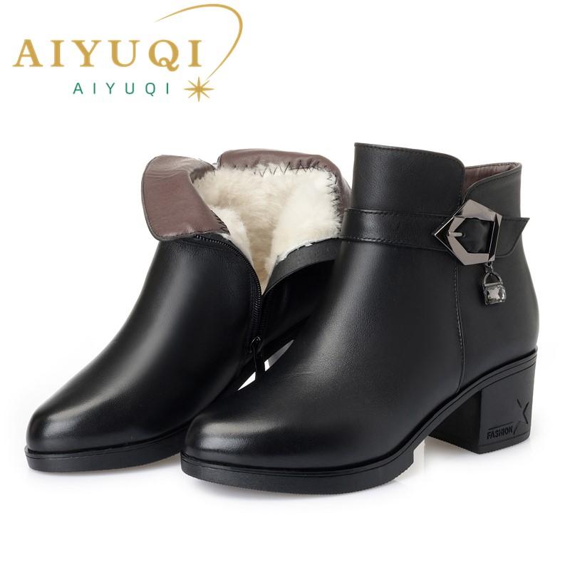 Fashion AIYUQI Women Snow Boots Genuine Leather 2025 New Winter Women Ankle Boots Large Size Wool Warm Non Slip Mom Boots