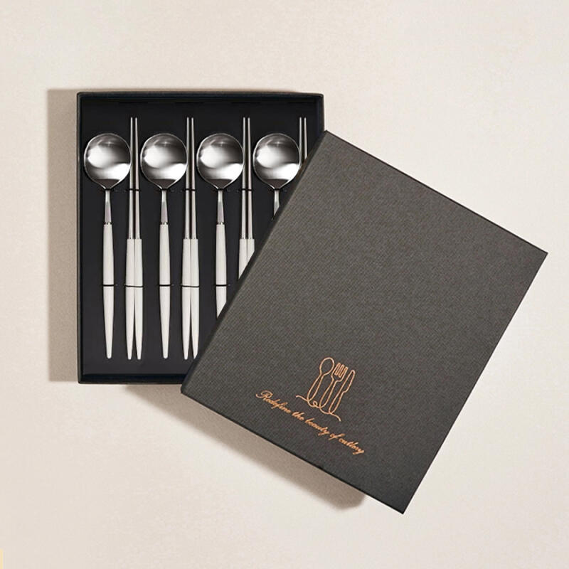 Bogen Eiffel Cutlery Set 8P Satin (Black, White) 4-Person Set