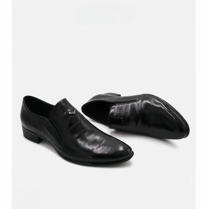 

Мужские осенне-зимние деловые кожаные слипоны: Острый носок, Увеличивающий рост, Натуральная кожа, Универсальный стиль дерби. 40