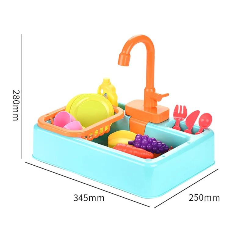 Non-Toxic Kids Kitchen Toys Simulation Electric Dishwasher Pretend Play Mini Kitchen Food Educational Summer Toys Role Playing Children Toys
