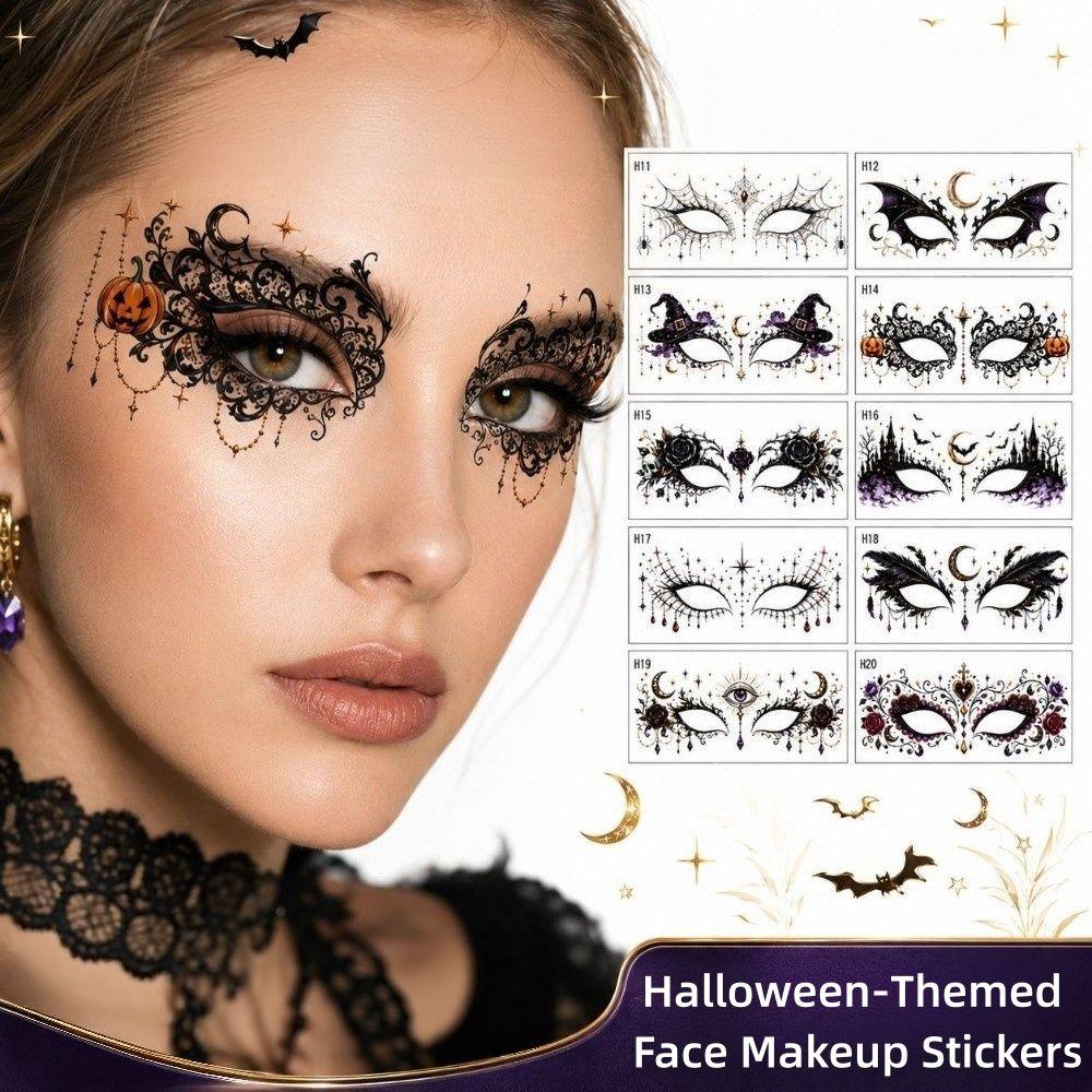10 Sheets Waterproof Face Makeup Stickers Gothic Style Eye Shadow Stickers Costume Party