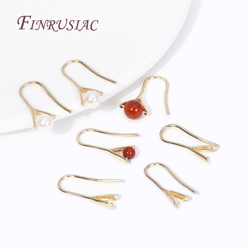 Trendy 18K Gold Plated Earring Hooks Ear Wire with Pinch Mounting DIY Crystal Earrings Making Supplies