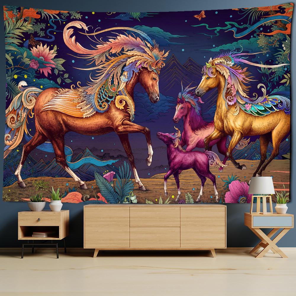 Japanese Illustration Tapestry Wall Hanging Kanagawa Wave Printing Bohemian Hippie Bedroom Home Decor