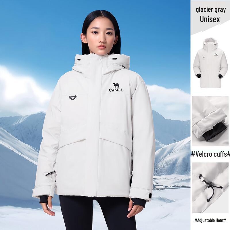 Camel Unisex Goose Down Windproof Parka Jacket