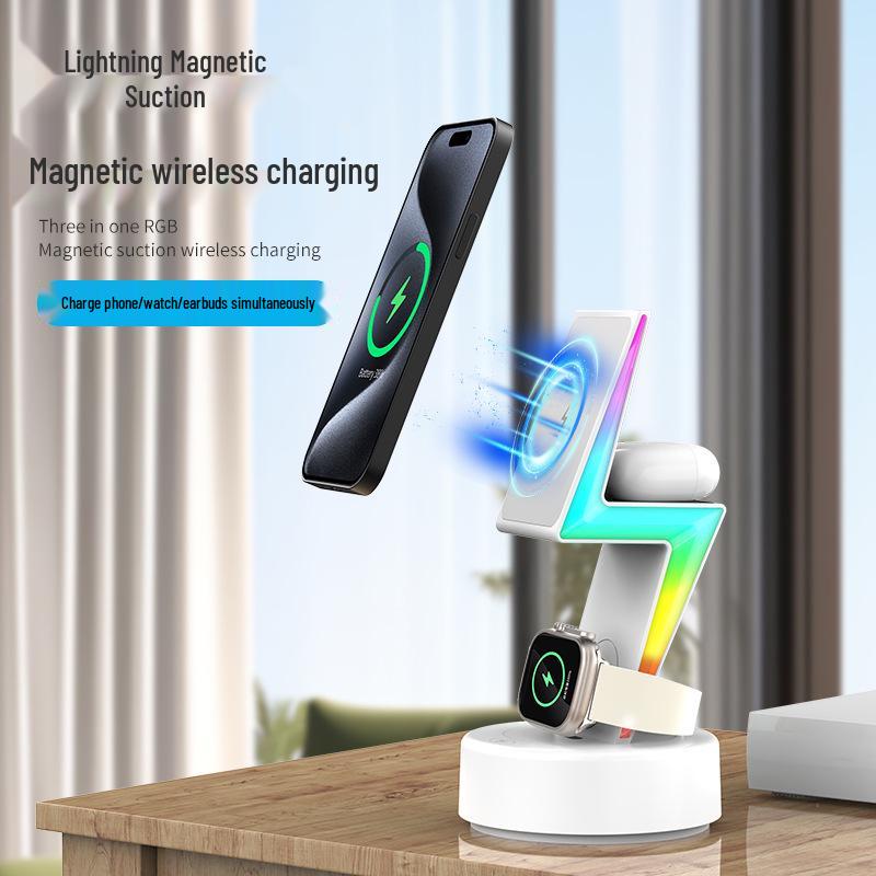 Apple Device Compatible 3-in-1 Wireless Charger for iPhone, Watch & Earbuds