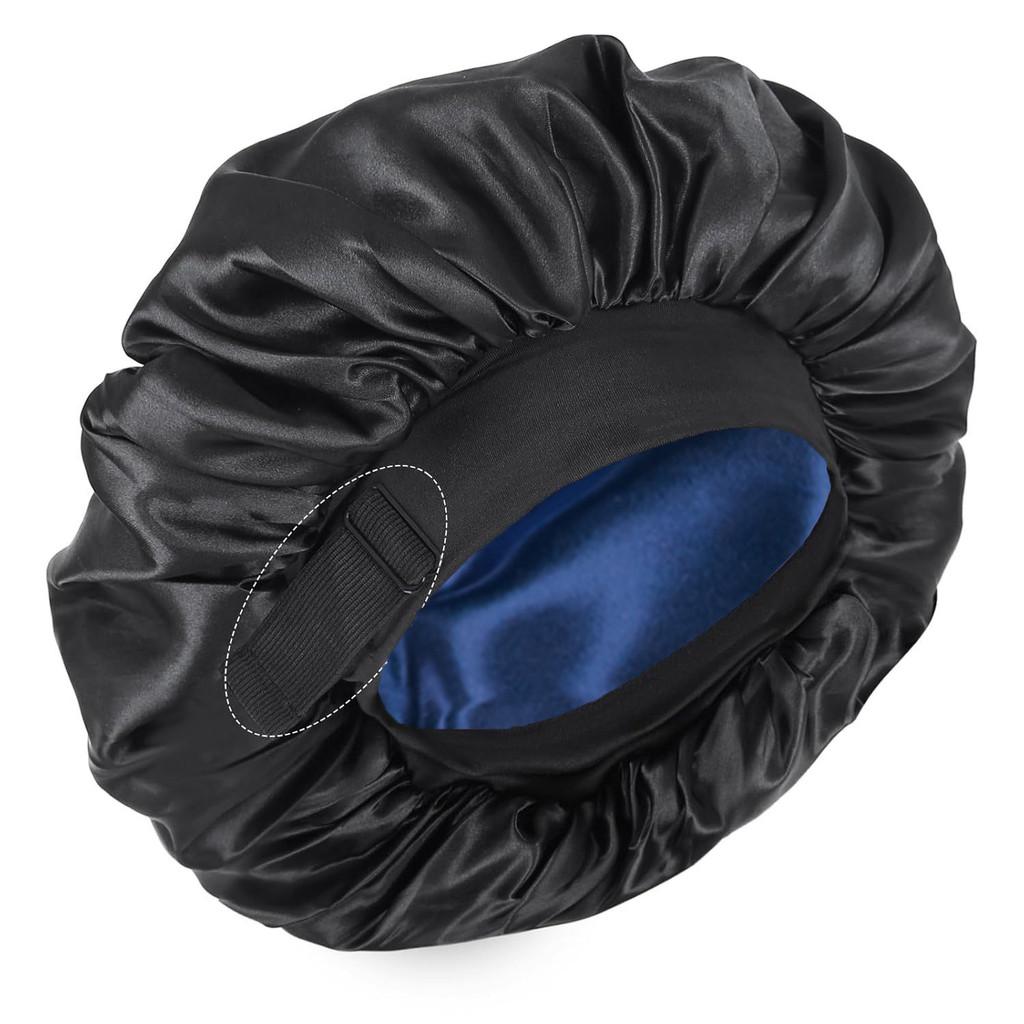 Double Layer Satin Sleep Cap With Adjustable Fit For Comfort And Style