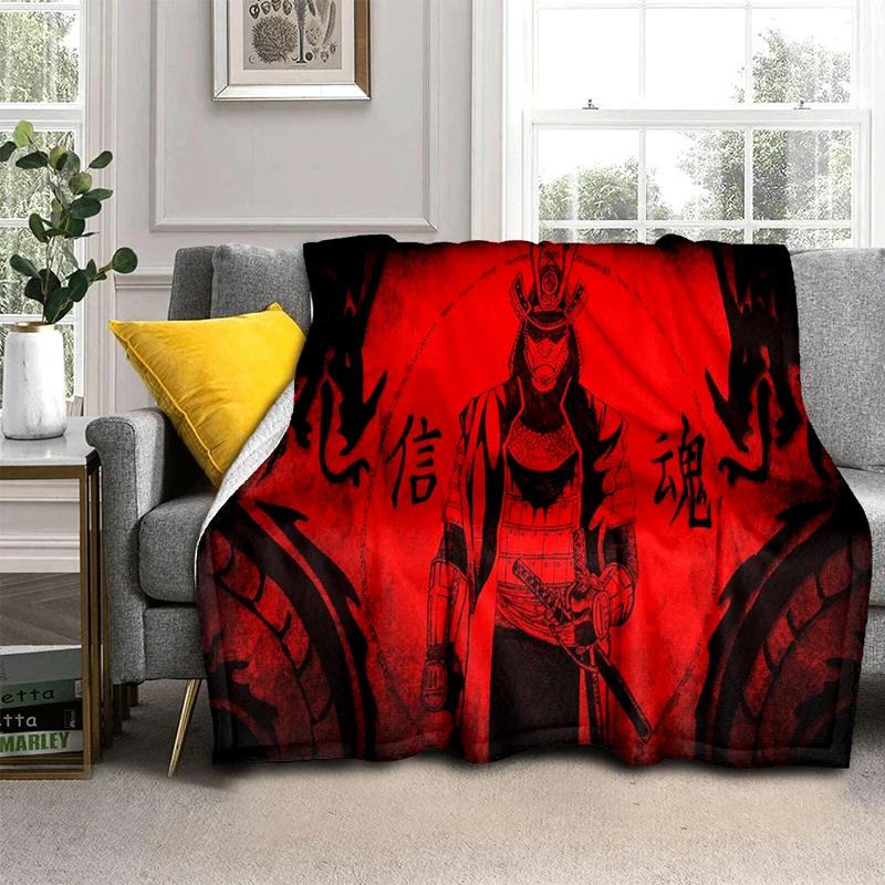 3D Japanischer Samurai Bushido Katana Cartoon Spiel Decke, Weiche Kuscheldecke für Zuhause Schlafzimmer Bett Sofa Reise Picknick Abdeckung Kinder