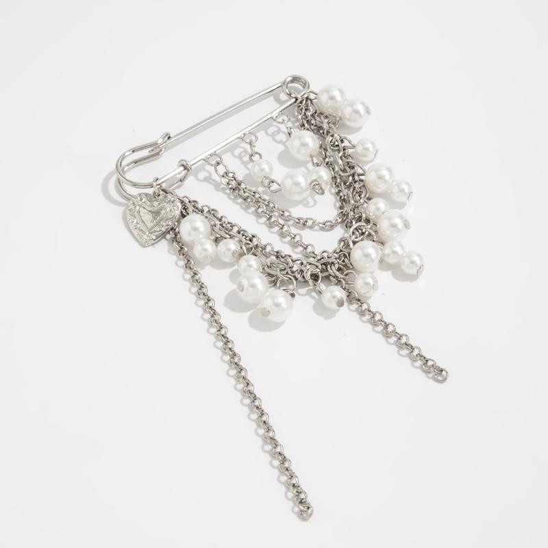 Imitation Pearl Heart Pendant Brooch Detachable Button Clasps Trouser Leg Decor Brooch Tassel Adjustable Jean Fit Tighten Buckle