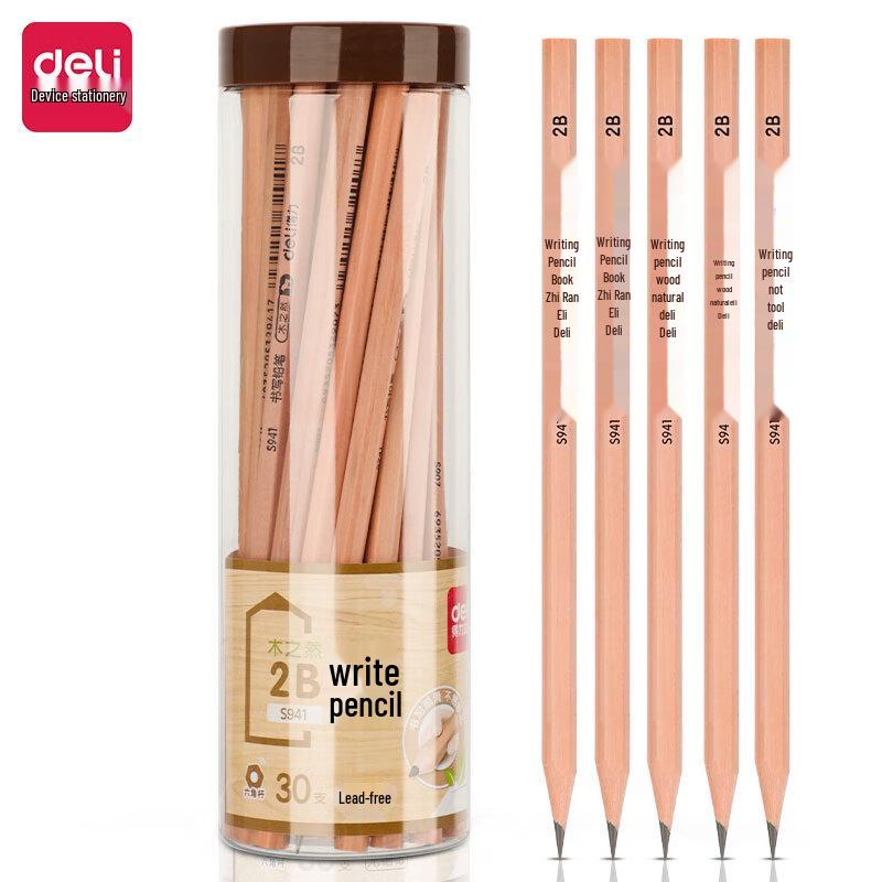 Deli S941 2B Natural Wood Pencils (30-Pack)