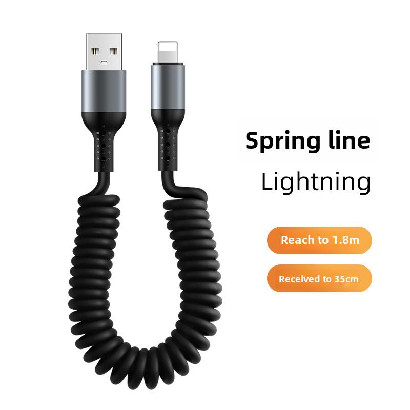 

6A CarPlay Spring Retractable 6A кабель передачи данных для сверхбыстрой зарядки, совместимый с устройствами Huawei и Apple 14.