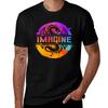 Imagine Colorful Watercolour Graphic Dragon Classic T Shirt TShirt Simple Solid Color Crew Neck Tee