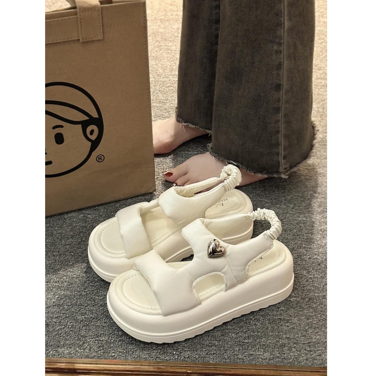 

Sports sandals women s summer new love buckle fashionable versatile small thick-soled non-slip comfortable beach shoes 40 белый