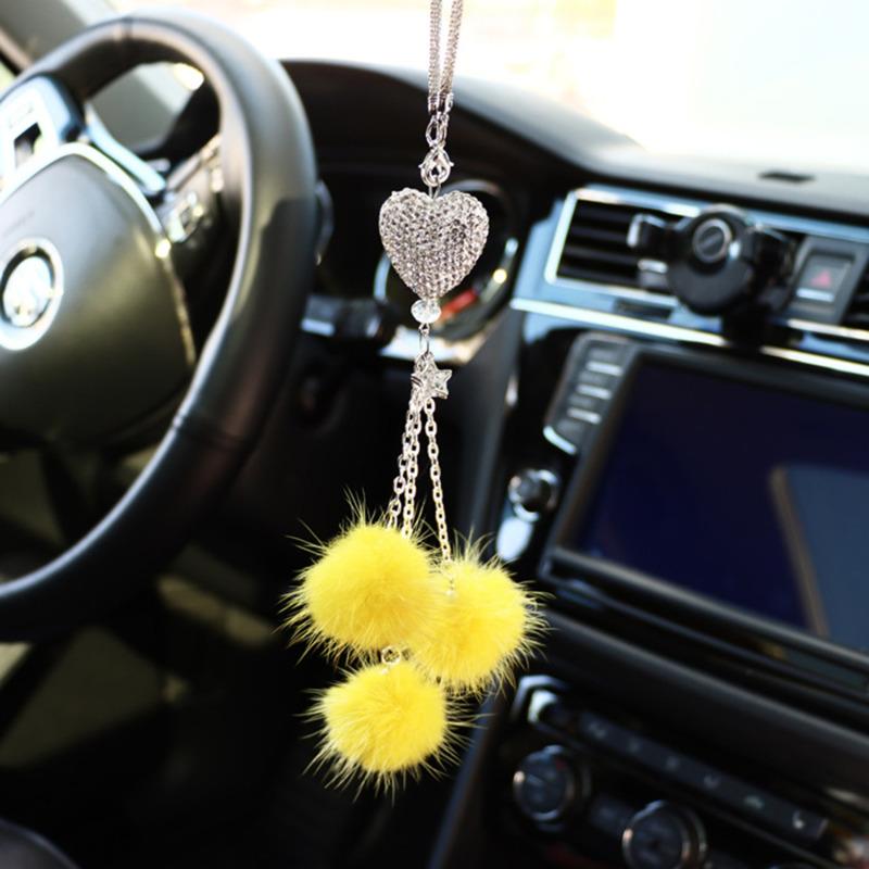 Fashion Diamond Car Accessorie Bling Hairball Pendant Auto Rearview Mirror Pendant Birthday Gift Auto Decoraction Ornaments NEW