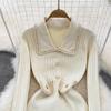 Frauen Kleine Duftende Revers Gestrickte Pullover Kleid Weibliche Herbst Winter Jumper Unten Kleider