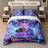 Space Cosmic Theme Custom Text Or Name 3Pcs Bedding Set 1 Flat Sheet & 2 Pillowcases Personalized Home Bedding