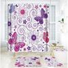 Bathroom Shower Curtain Four-piece Digital Printing Butterfly Plant Waterproof Shower Curtain Shower Curtain Partition Free of Punching