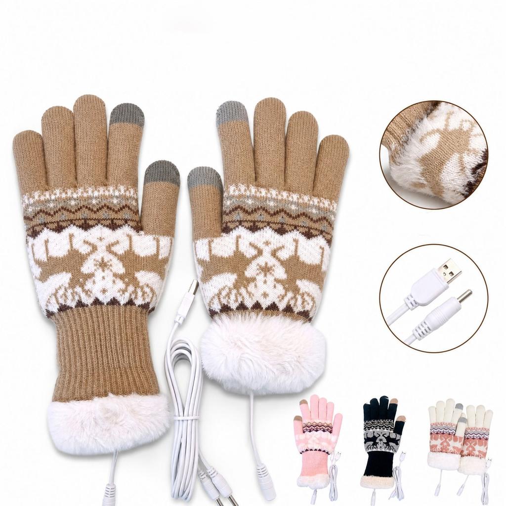 Unisex Heated Gloves with Double-Layer, Extended Length, Touchscreen Compatible for Cold