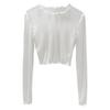 Women Summer Bottoming Tops Round Neck Long Sleeve Mesh Perspective Tops Sun Protection Inner Tops Daily Wear