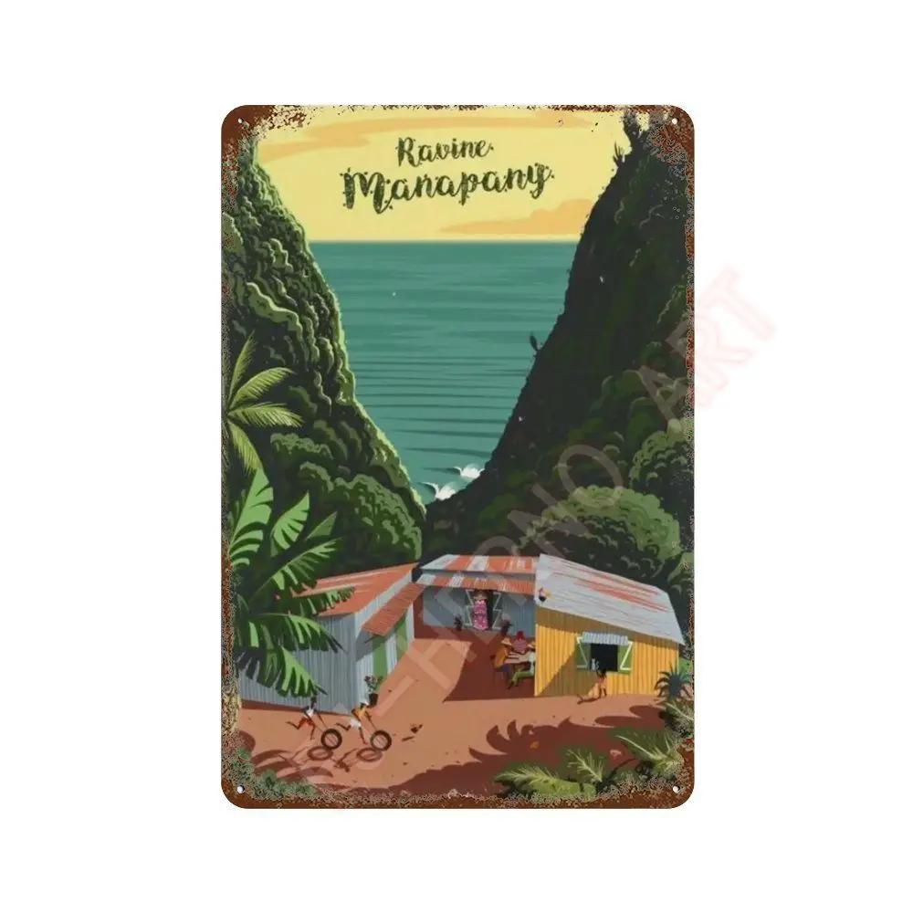 Nordic Travel Poster Aesthetic Vacation Illustration Metal Tin Sign Plaque Wall Mural Plates Home Decoration Kawaii Room Decor