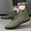 Fashion Men High Top Suede Casual Shoes with Brown Leather Lace Up Ankle Boots Cushioned Insoles Anti Slip Black Sole Retro Style Boots