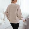 Outono Inverno Vintage Solto Manga Longa Top Cor Sólida Pulôver Malhas Suéter Gola O