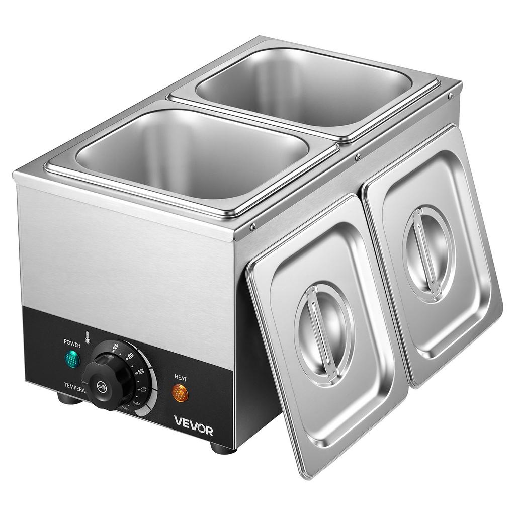 VEVOR Chocolate Melting Machine, 2 Tanks 4 Kg Choc Commercial Melter, 800W High Power, Water Bath Heating System, Stainless Steel Body