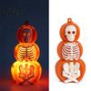 Halloween Craft Activity Supplies Pumpkin Lantern, Spooky Lighted Skeleton Statue, Resin Indoor Outdoor Festival Decor for Porch Table Window