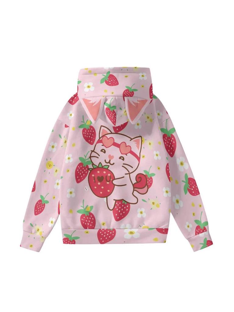 Unisex 3D Cat Ear Style Hoodie - Cute Pullover with Hood for Men and Women