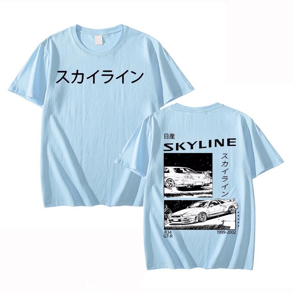 Men's T-Shirt Drift Japan Anime AE86 Inifirst D Summer Casual High Quality Cotton T-Shirt Unisex R34 Skyline JDM Print T Shirts